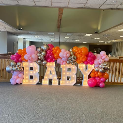 Image of Bezente Pink and Orange Balloons Set 60pcs 12 inch