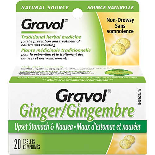 Certified Organic Ginger GRAVOL NATURAL SOURCE (20 Tablets) Antinauseant for NAUSEA, VOMITING