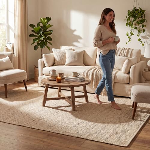 Image of nuLOOM Elfriede Natural Solid Flatweave Area Rug, 5' x 8'