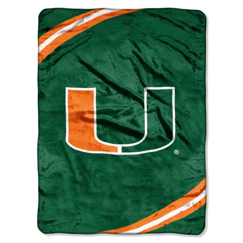 NORTHWEST The Company NCAA Miami Hurricanes Force Royal Plush Raschel Throw Blanket, 60x80-Inch