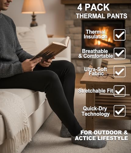 Mens Thermal Underwear Pants Long Johns Fleece Lined Warm Base Legging Layer Bottoms Cold Weather Clothing Gear2