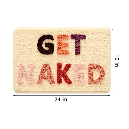 Image of QJHOMO Get Naked Bath Mat Cute Bathroom Rugs Funny Non Slip Bathtub Decor Mats Super Absorbent Floor Carpet Machine Washable Bahtmat for Tub, Shower, Bedroom (16x24 inch)