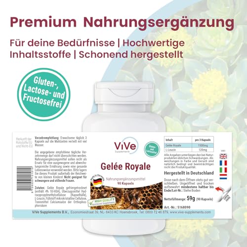 Gelée Royale Kapseln 500mg von Vive Supplements – 90 Kapseln
