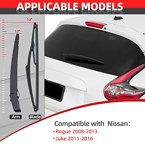 Rear Windshield Back Wiper Arm Blade Set - Replacement For Nissan Rogue 2008 2009 2010 2011 2012 2013 Oe:28780-Jm00A #TOP3