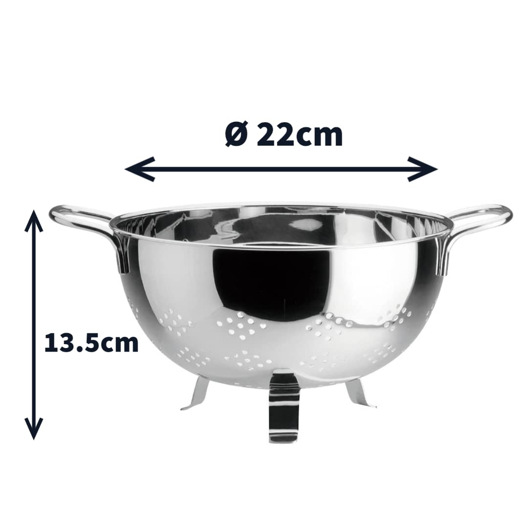 Artame ART81222 - Passoire Ronde sur Pieds avec 2 poignées - INOX - D.22cm