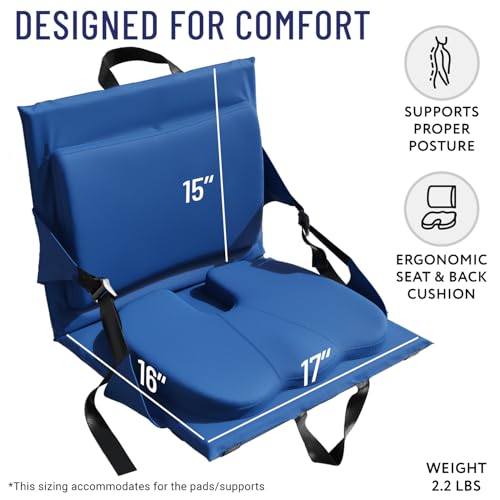 Everlasting Comfort Stadium Seats with Back Support - Adjustable Memory Foam Bleacher Chairs with Back and Cushion, Portable, Easy Folding Stadium Seat Cushion with Storage Pocket - image 3