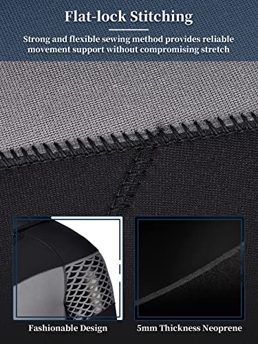 Owntop Mens Wetsuit 5Mm Neoprene Diving Suit - Full Wet Suit Front Zip Long Sleeve Upf50+ Keep Warm Thicken Swimwear For Water Sports, Gray M #TOP5