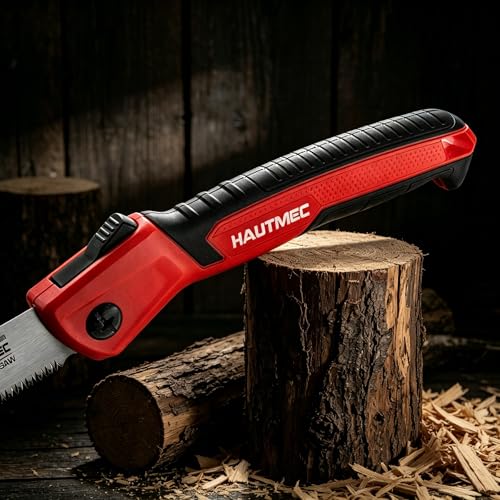 Image of HAUTMEC 7 inch Folding Pruning Saw, Small Hand Saws for Tree Trimming with SK5 Blade & Triple-Cut Teeth, Wood Cutting, Camping, Pocket & Bushcraft