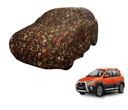 Image of Auto Hub Car Cover Compatible with Etios Cross with Weather Proof, Triple Stitched, Etios Cross Car Cover Jungle Look