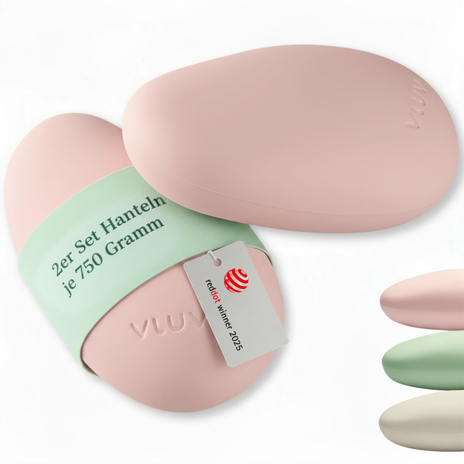 VLUV LIVT Toning Gewichte 750g, Kurzhanteln 2er Set, Raspberry Shake | Ergonomische Handgewichte, rutschfeste Silikonoberfläche, Hanteln Frauen und Männer, Fitness Gewichte für Training Pilates