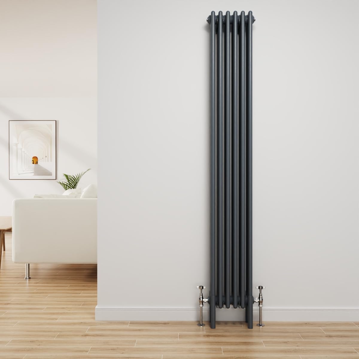 Nrg Anthracite Traditional Radiator Cast Iron 4 Column Vertical Central Heating Bathroom Radiators 1800X290mm