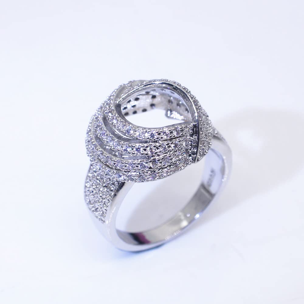 Creative Wrapped Full Diamond Ring Ladies Fashion Engagement Ring (8)