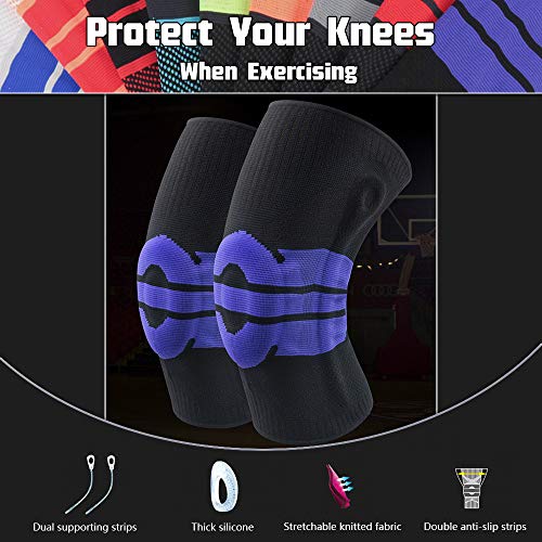 KKmoon 2 peças homens mulheres joelheiras joelheiras de compressão de apoio articular corrida caminh