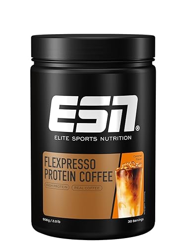 ESN Flexpresso Protein Coffee, Caramel, 908 g, cremiger Protein-Kaffee mit bis zu 22 g Protein pro Portion - made in Germany - Caramel - 30 Portionen (1er Pack)