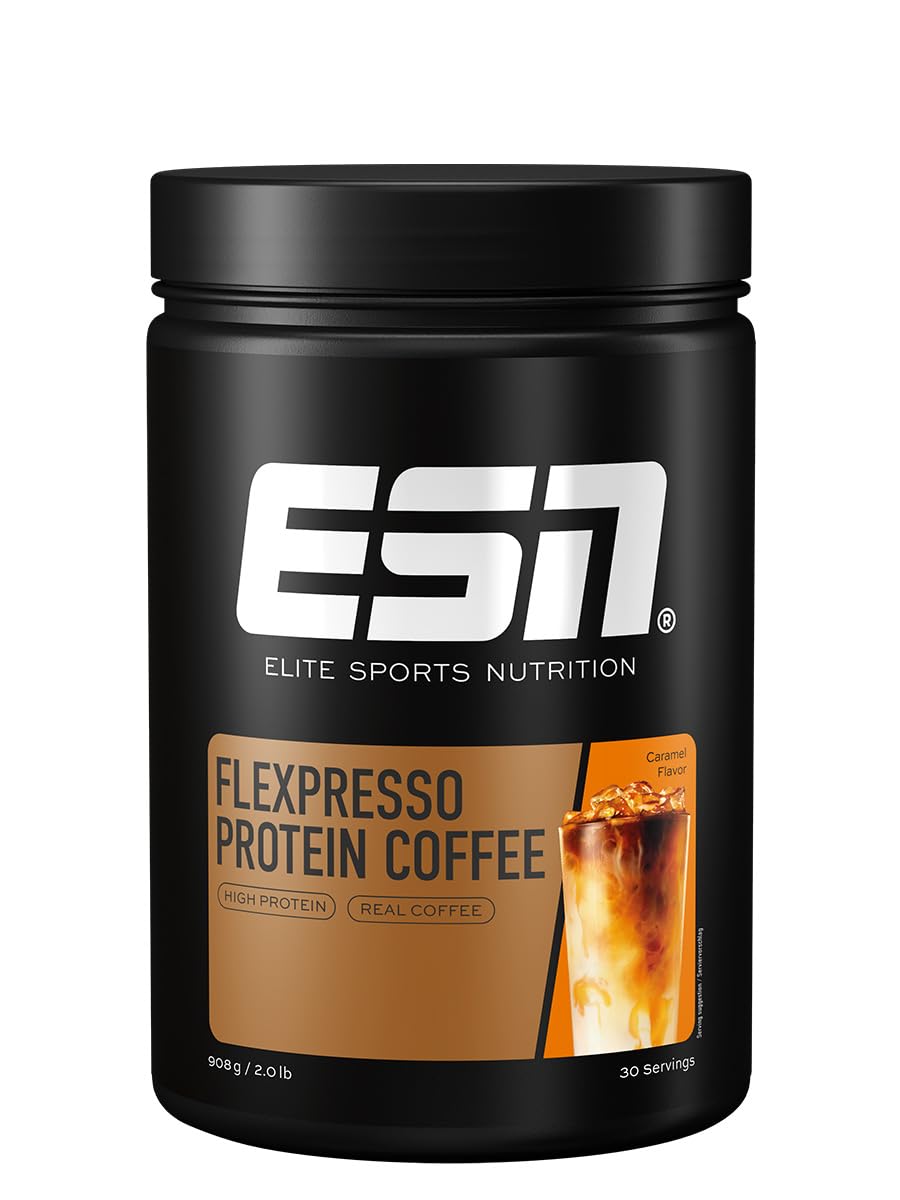 ESN Flexpresso Protein Coffee, Caramel, 908 g, cremiger Protein-Kaffee mit bis zu 22 g Protein pro Portion - made in Germany