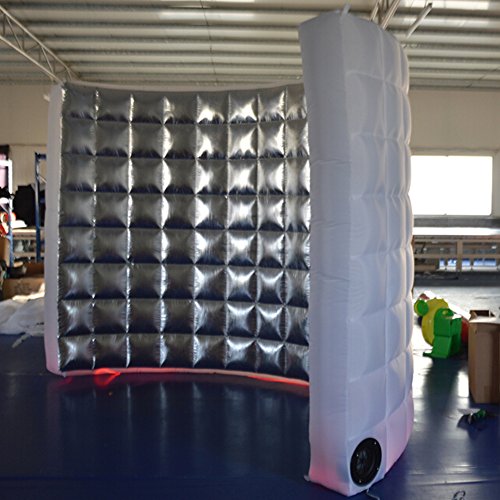 SAYOK Inflatable Photo Booth Wall (Internal Silver, 119''x59''x91'') Inflatable Photo Booth Backdrop, Photo Booth Enclosure Portable Photoshoot Background Silver Wall for Event Party Wedding