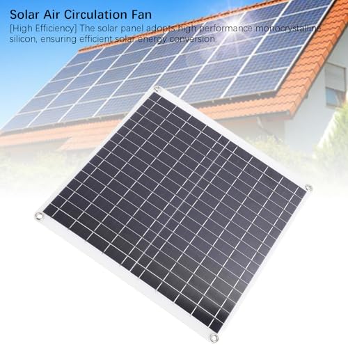 Kit de extractor de aire para panel solar 20W 18V de silicio monocristalino, ventilador dual para circulación de aire en techo y áticos, incluye 2 ventiladores y herrajes de montaje miniatura 5
