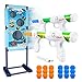 DX DA XIN Cibles de Tir Mobiles Jeu Cible Electrique, Jouet pour Enfants avec 2 Pistolets à Air Comprimé 18 Balles en Mousse Jouets de Jardin d'Extérieur Cadeaux pour Garçons Filles 110 x 42cm Bleu