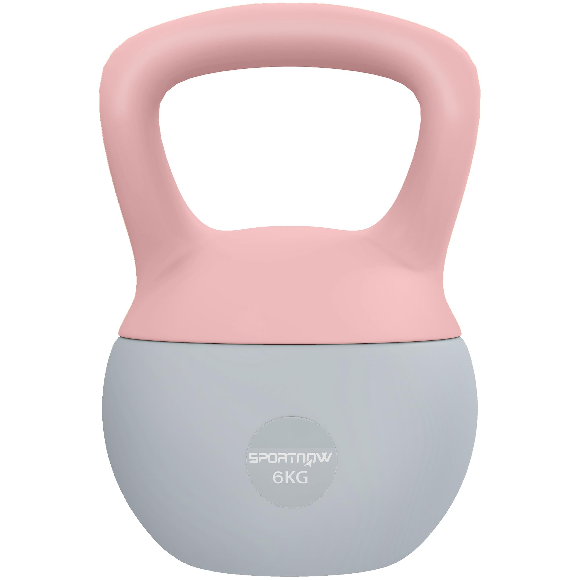 SPORTNOW Soft Kettlebell, 6kg Kettle Bell with Non-Slip Handle for Home Gym Weight Lifting and Strength Training, Pink and Grey