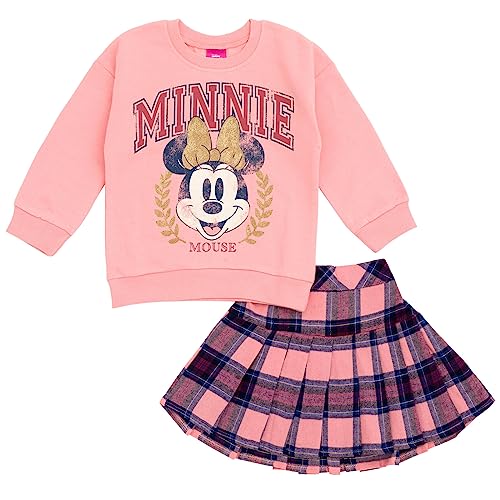 Image of Disney Girls' 2-Piece Fleece Sweatshirt and Pleated Skirt Set Toddler to Big Kid