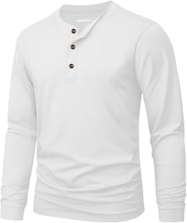 MAGNIVIT Men's Long Sleeve Cotton Henley Shirt - Soft 3-Button Casual Tee for Spring Everyday Wear