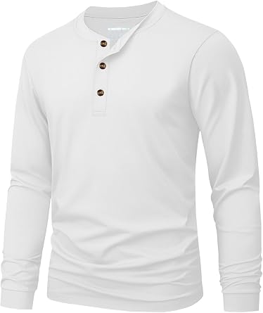 MAGNIVIT Mens Long Sleeve Henley Shirts Cotton 3-Button Spring Casual T-Shirts Solid Color Soft Basic Tops 2026