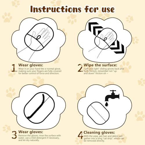 Lonnalee Fellmagnet Handschuhe Doppelseitig für Hunde & Katzen, Fellhandschuhe Fingerlos Katze, Wiederverwendbare Fell Magnet Handschuhe Für Haustiere, Kleidung, Sofa