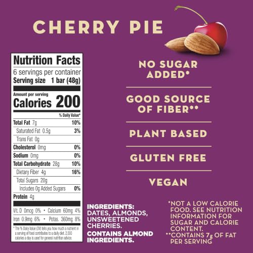 Larabar Cherry Pie, Fruit & Nut Bars, 6 ct, 10.2 oz - image 2