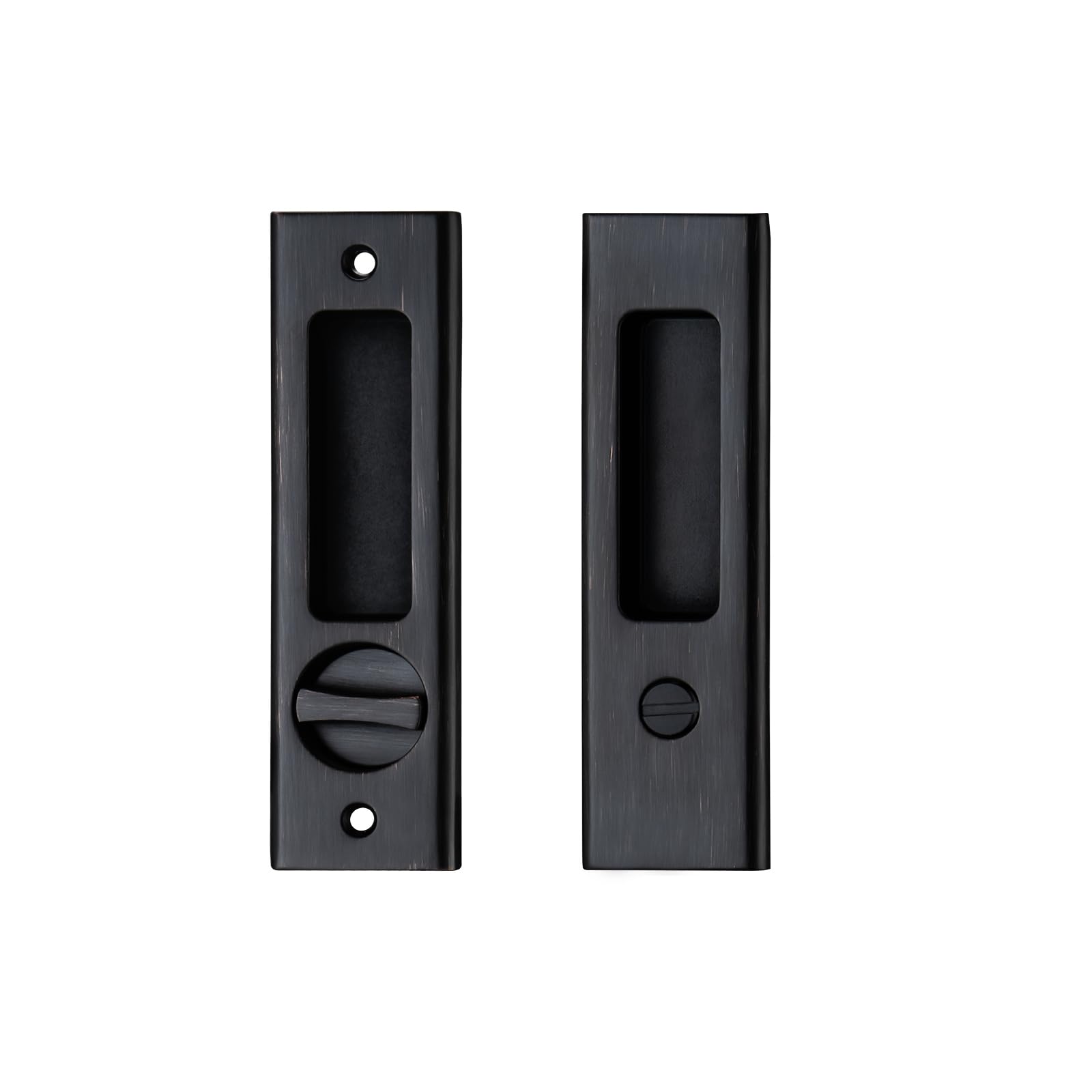 NCL Sliding Door Handle for Bath, Aged Bronze Black Barn Door Flush Handle, Privacy Pocket Door Lock
