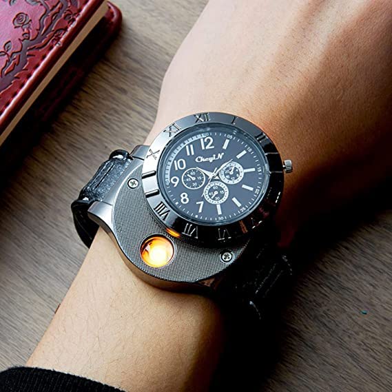 SETHI TRADERS Leather Analog Watch USB Cigarette Lighter - Image 2