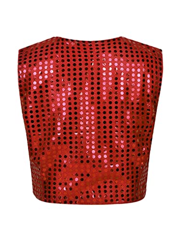 YEAHDOR Kids Girls Boys Sequins Hip-hop Jazz Dance Waistcoat Jacket Sparkle Stage Performance Vest Tops4