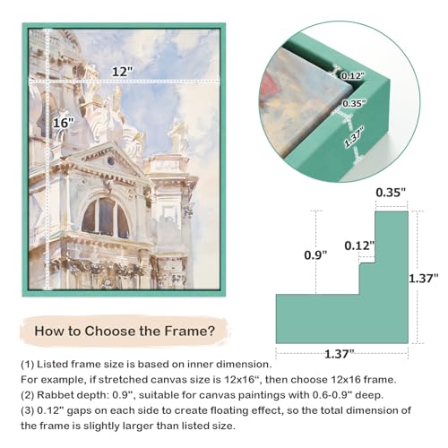 Image of Canvas Floater Frame for 8x8 Plant Prints,0.9 inch Deep,Light Green