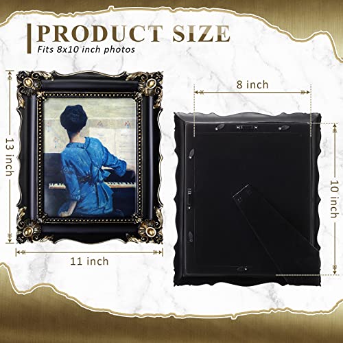 Kathfly 4 Pack 8 X 10 Vintage Picture Frames Antique Photo Frame With Embossed Flower Design Black Ornate Picture Frames Luxury Baroque Decor For Tabletop Wall Hanging Home Decor #TOP1