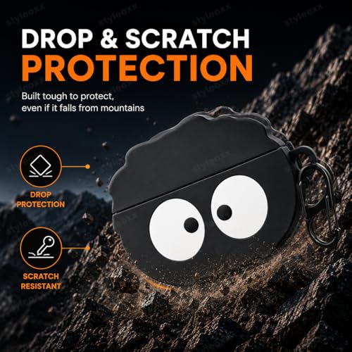 Image of Anvique Silicone Case Cover for Oneplus Nord Buds 4 Pro, Scratch Resistance, Shock Absorption, with Premium Carabiner (Briquette Cartoon S)