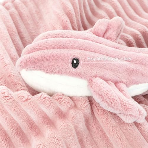 Image of Baby Security Blanket for Boys and Girls Lovey Whale 15 Inch Pink