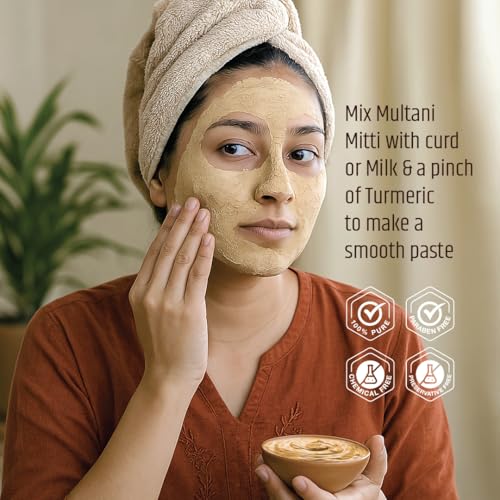 Image of Natural Multani Mitti Powder - 250g | Pure Fuller's Earth & Bentonite Clay for Glowing Skin, Deep Cleansing & Hair Care | Natural Multani Mitti Face Pack for Smooth, Nourished Skin