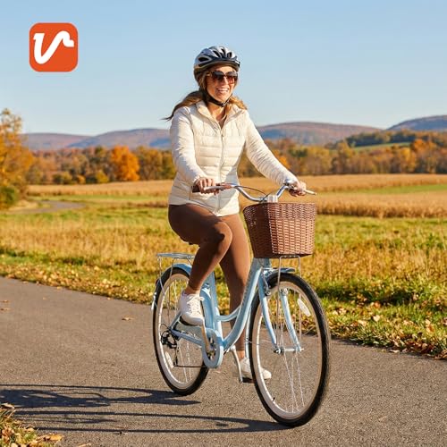 VIRIBUS Beach Cruiser Bike for Women, Single Speed Womens