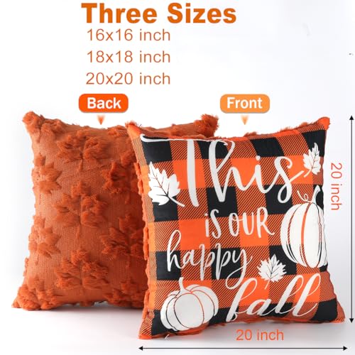 TOYPOPOR Fall Decorations 2 Packs Double Sided Throw Pillow Covers Rust Red Soft Faux Fur Maple Leaf Pillow Case Autumn Harvest Thanksgiving Indoor Outdoor Home Decor for Living Room Porch Couch 20x20