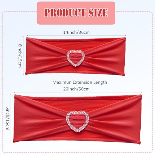 Red Chair Sashes 60 Pack Spandex Red Sashes for Chairs with Heart Buckle by Fbewom - Used condition - Image 2