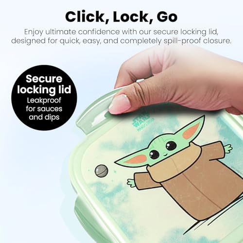 Image of Yoobi Star Wars X 2-Pack Grogu Bento Boxes & Ice Packs for Kids & Tweens - 3 Compartment Lunch Box, Dishwasher & Microwave Safe - BPA & PVC Free, Leakproof - 2 Boxes