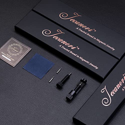 Jecanori Magnetic Bracelet For Men Arthritis & Carpal Tunnel Syndrome Pain Relief Stainless Steel Ultra Strength Double Row 3500 Gauss Magnets,Titanium Steel Therapy Bracelet (Black) #TOP5