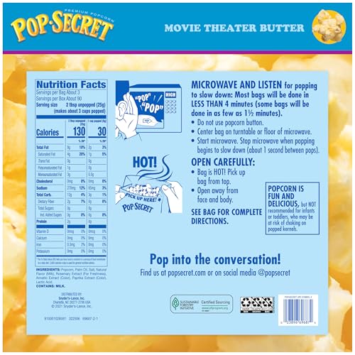 Image of Pop Secret Microwave Popcorn, Movie Theater Butter Flavor, 3 Oz Sharing Bags, 30 Ct