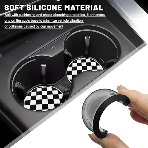 4 PCS Portavasos para Auto con Diseño Ajedrezado 2.76 in miniatura 3