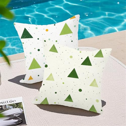 Coussin canapé vert géométrique haut de gamme lot de 4 housses 30x30 lin imperméable