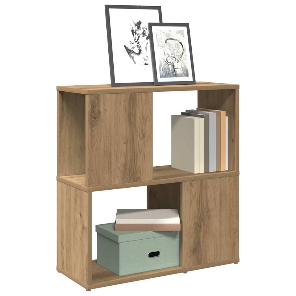 Générique Bibliothek Eiche, Holz, 2 Ebenen, 60 x 24 x 63 cm | Minimalistisches Design, vielseitiges Regal, Trennwand, einfache Reinigung mit feuchtem Tuch