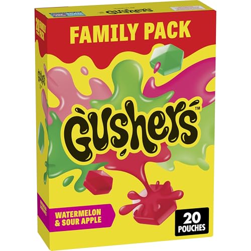 Gushers Fruit Flavored Snacks, Watermelon and Sour Apple Flavor, Stocking Stuffers, Family Pack, 20 Ct, 16 oz