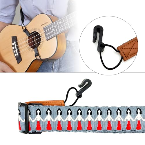 Image of Adjustable Ukulele Strap, No-Drill Ukulele Straps Adult Size, Easy to Use with Double J Hooks, Ukulele Accessories