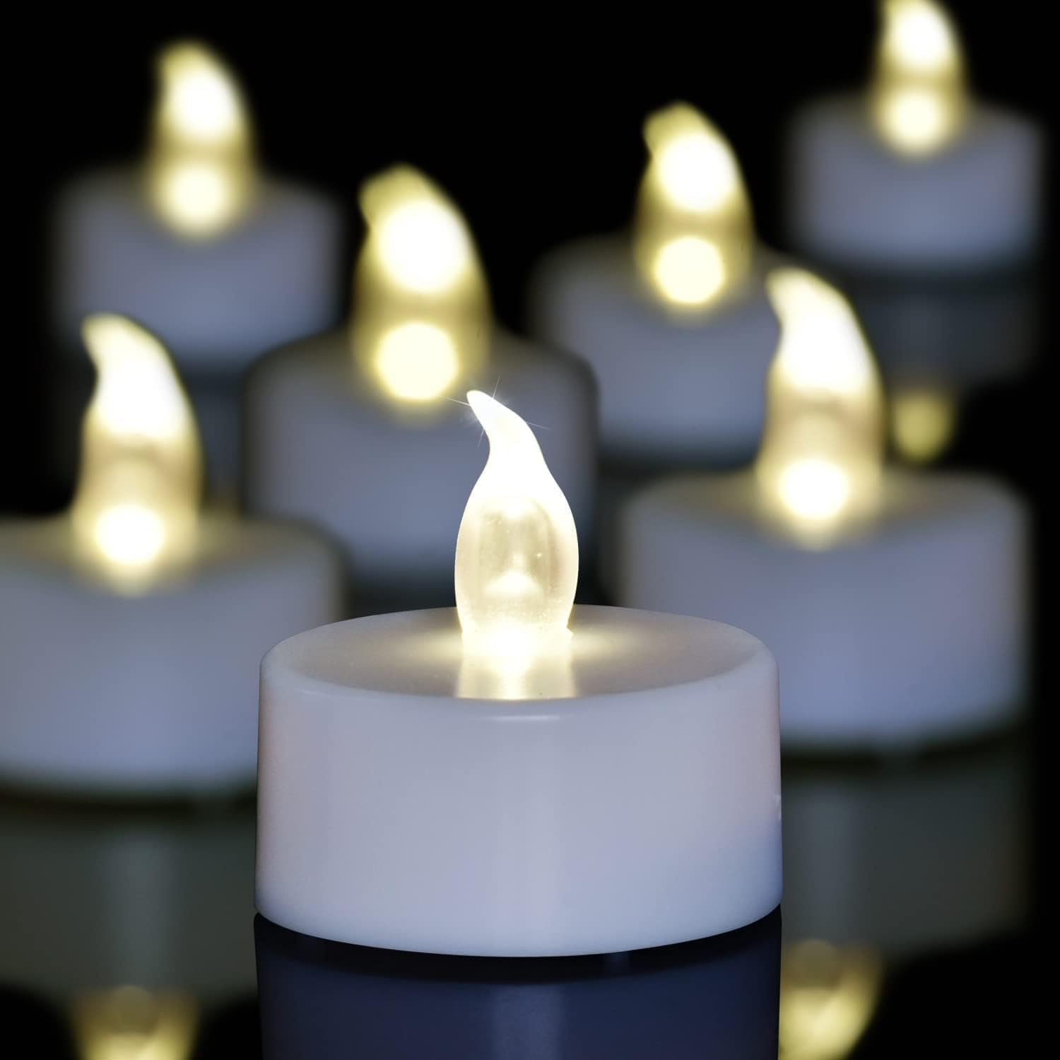 Image of LED Tea Lights - 36 Pack Flameless Battery Operated Candles, 200+ Hours Flickering Warm White, Realistic Fake Tealights for Weddings, Home Decor, Parties, and Sweetest Day