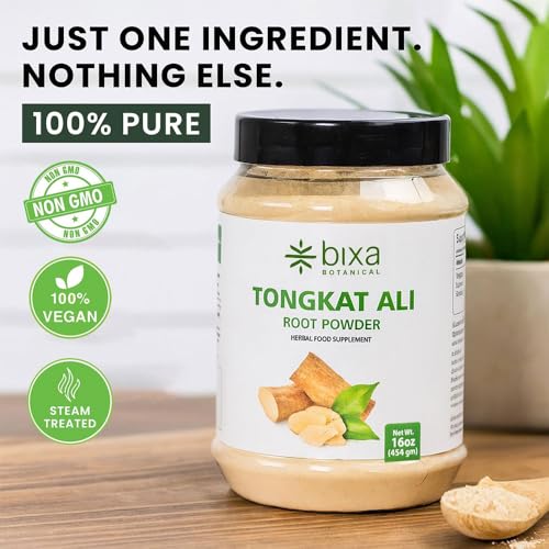 Image of bixa BOTANICAL Tongkat Ali Root Powder - 1 lb (16 oz) | Tongkat Ali for Men & Women | Gluten-Free, Non-GMO, Steam Treated, Vegan, 100% Pure - Natural Health Support for Energy & Wellness | 16 Oz, Gluten Free, Non GMO, Steam Treated, Vegan, 100% Pure, Natural Health Support For Energy, Endurance & Wellness