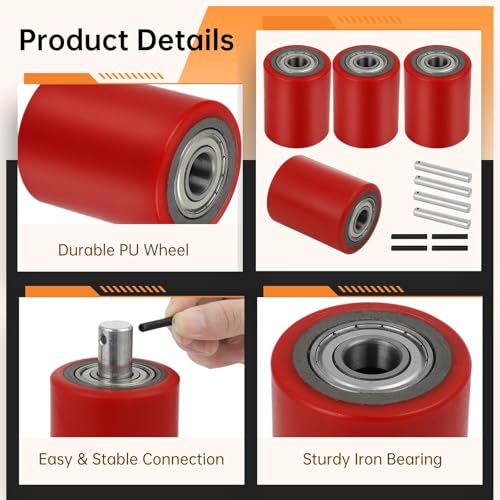 Image of Homaisson 2 Pair Pallet Jack Load Wheels, Manual Pallet Jack Truck Wheels 3 inch x 3.75 inch with Bearings ID 20mm, Pallet Jack and Lift Truck Rear Wheel Replacement(2 Pair)